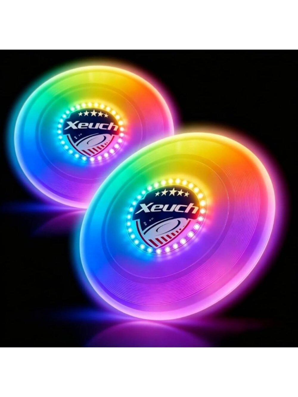 Light-Up Flying Disc 2-Pack | Outdoor Games for Beach & Camping | 16 Modes